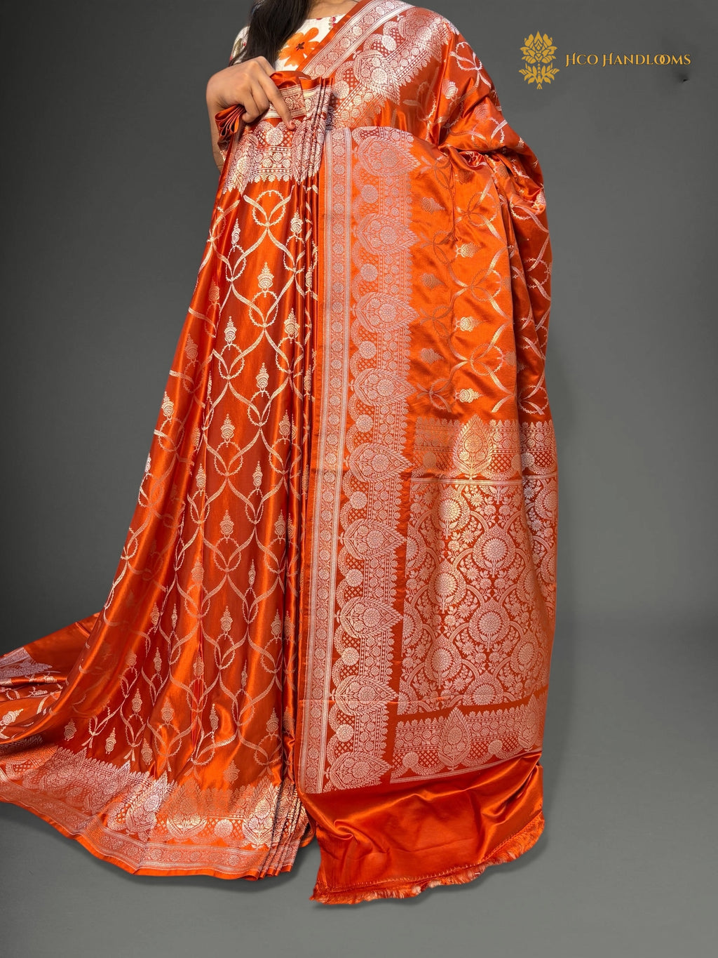 Premium Mashru Katan Silk Banarasi Saree - All Over Jaal Pattern