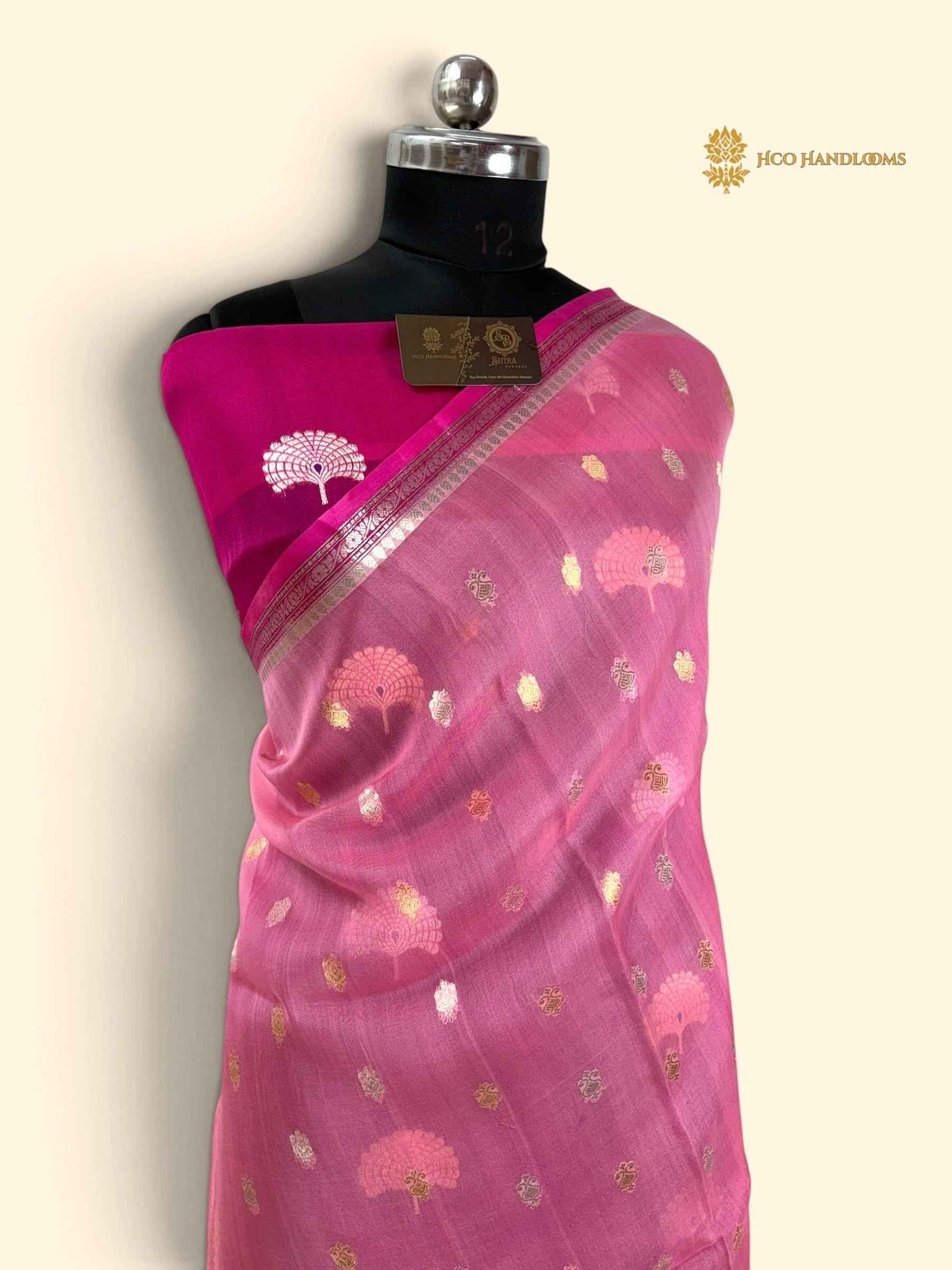 Pure Kora Silk Handloom Banarasi Saree - All Over Small Motifs