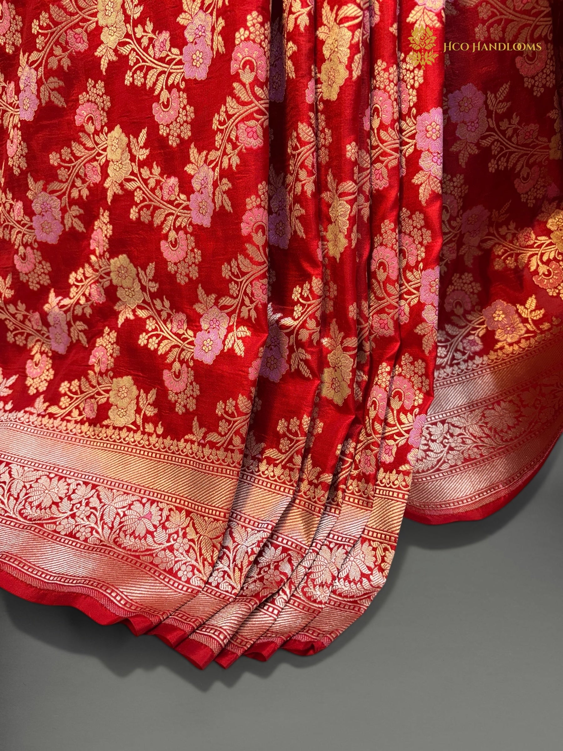 Pure Katan Silk Handloom Banarasi Saree - All Over Meenakari Jangla