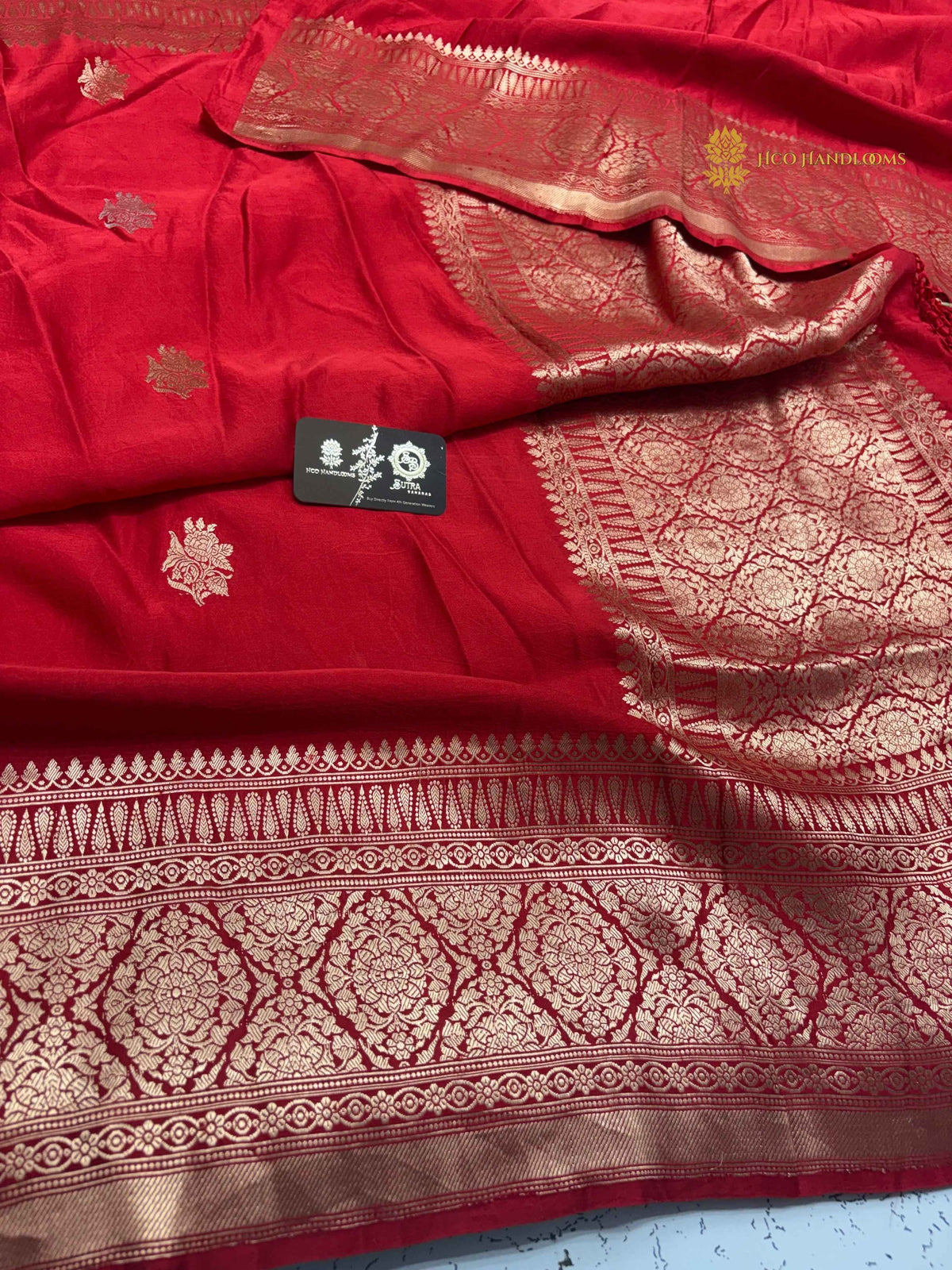 Red Pure Mango Katan Silk Handloom Banarasi Saree - All Over Motifs