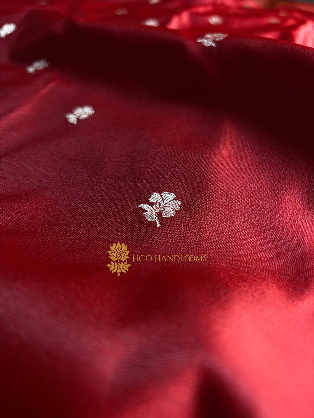 Premium Mashru Katan Silk Banarasi Saree With Floral Motifs