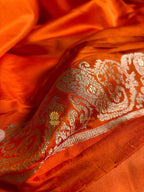 Premium Mashru Katan Silk Banarasi Saree With Floral Motifs