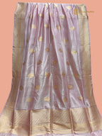 Regal Pink Pure Tissue Silk Handloom Banarasi Dupatta - All Over Kadua Motifs