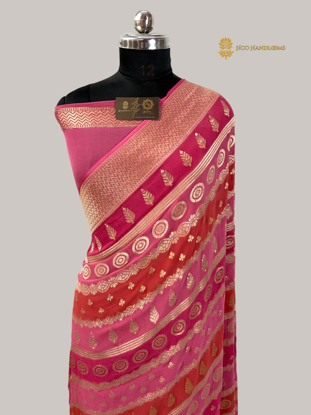 Rangkat Pure Khaddi Georgette Silk Handloom Banarasi Saree - Water Zari