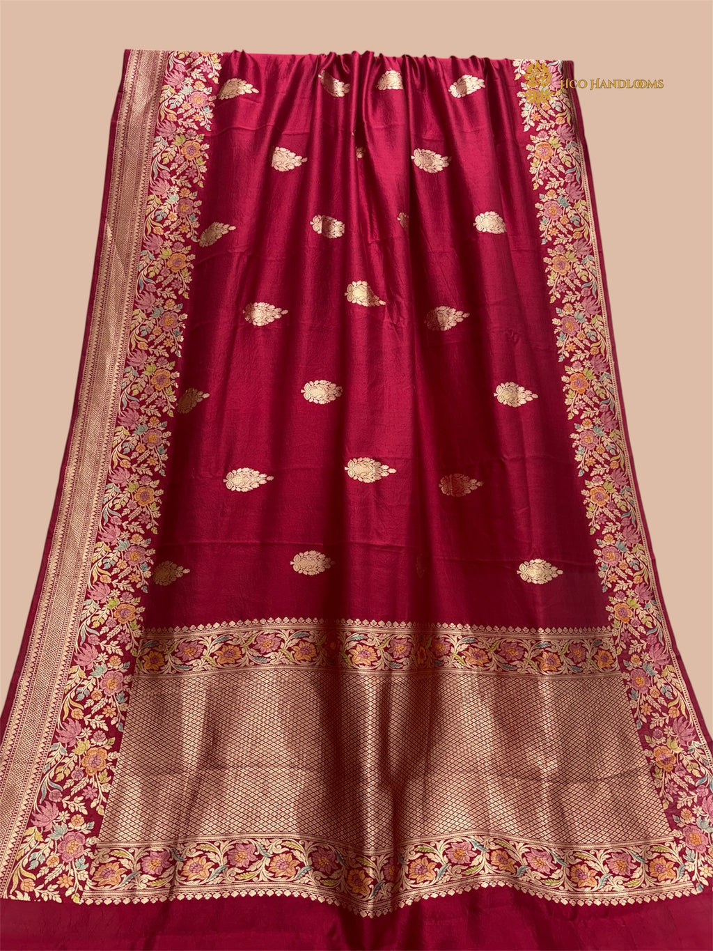Pure Mango Katan Silk Handloom Banaras Saree - All Over Kadhua Motifs