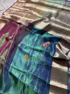 Pure Tissue Silk Plain Multicolour Handloom Banarasi Saree
