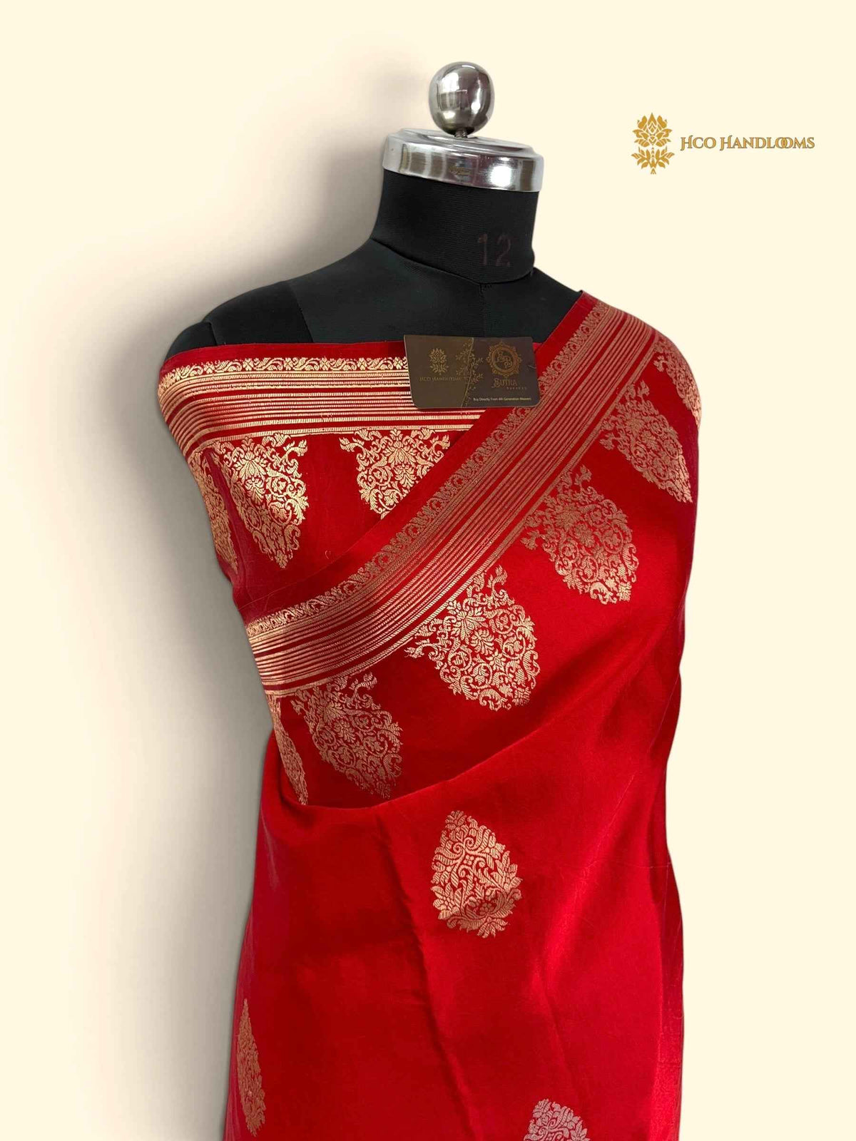Red Pure Mango Katan Silk Handloom Banarasi Saree - All Over Motifs