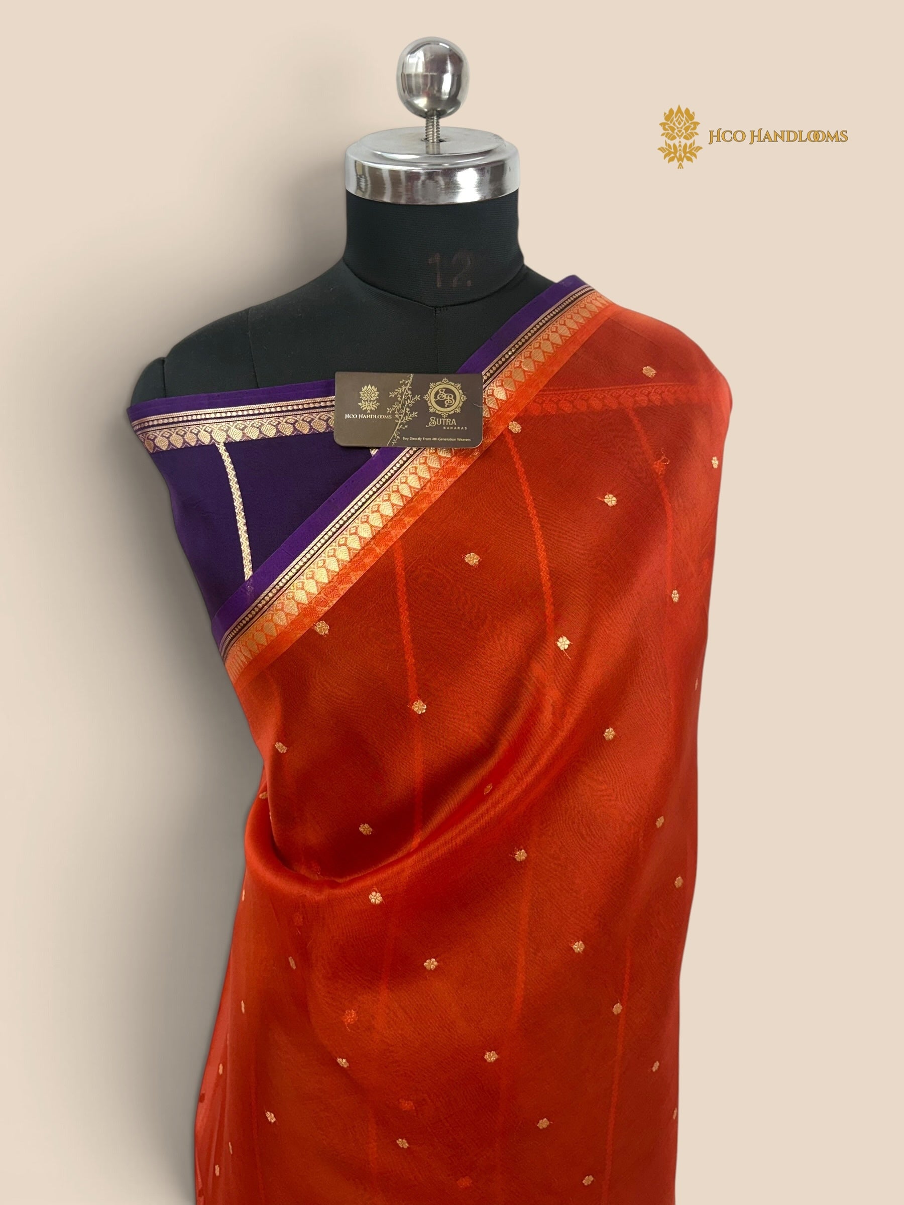 Pure Kora Silk Handloom Banarasi Saree - All Over Small Buti