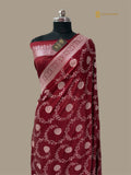 Red Premium Mashru Katan Silk Floral Jangla Banarasi Saree
