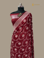 Red Premium Mashru Katan Silk Floral Jangla Banarasi Saree