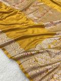 Gold Premium Mashru katan Silk Banarasi Saree - All Over Meenakari Skirt