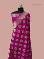 Rani Pink Pure Katan Silk Handloom Banarasi Saree - All Over Meenakari Motifs