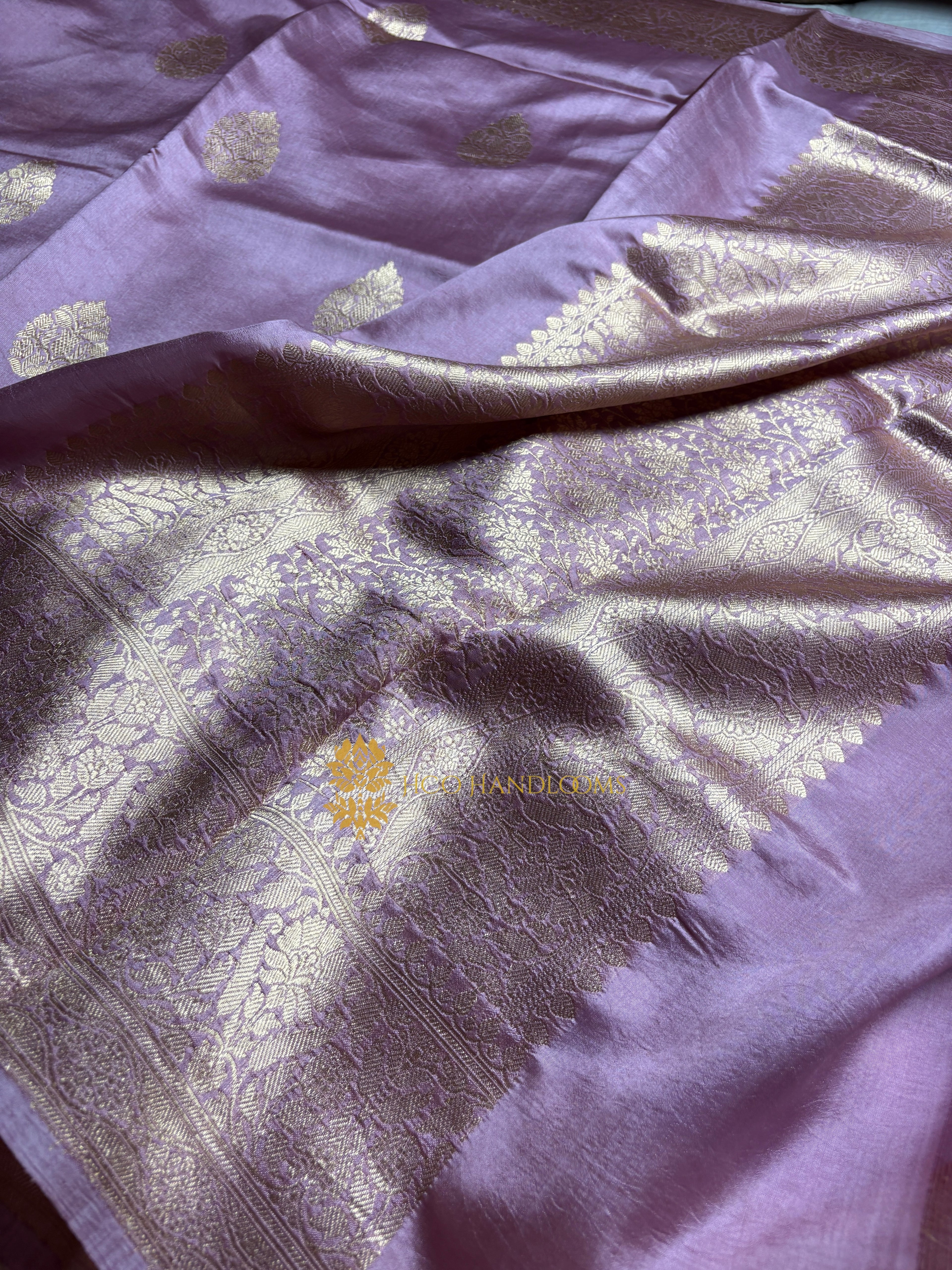 Pure Mango Katan Silk Handloom Banarasi Saree - All Over Kadhua Motifs