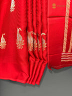 Premium Mashru Crepe Satin Silk Banarasi Saree - All Over Paisley Motifs