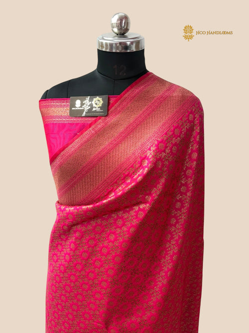 Hot Pink Premium Soft Katan Silk Tanchui Brocade Banarasi Saree