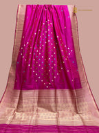 Regal Rani Pink Pure Katan Silk Handloom Banarasi saree - All Over Kadhua Motifs