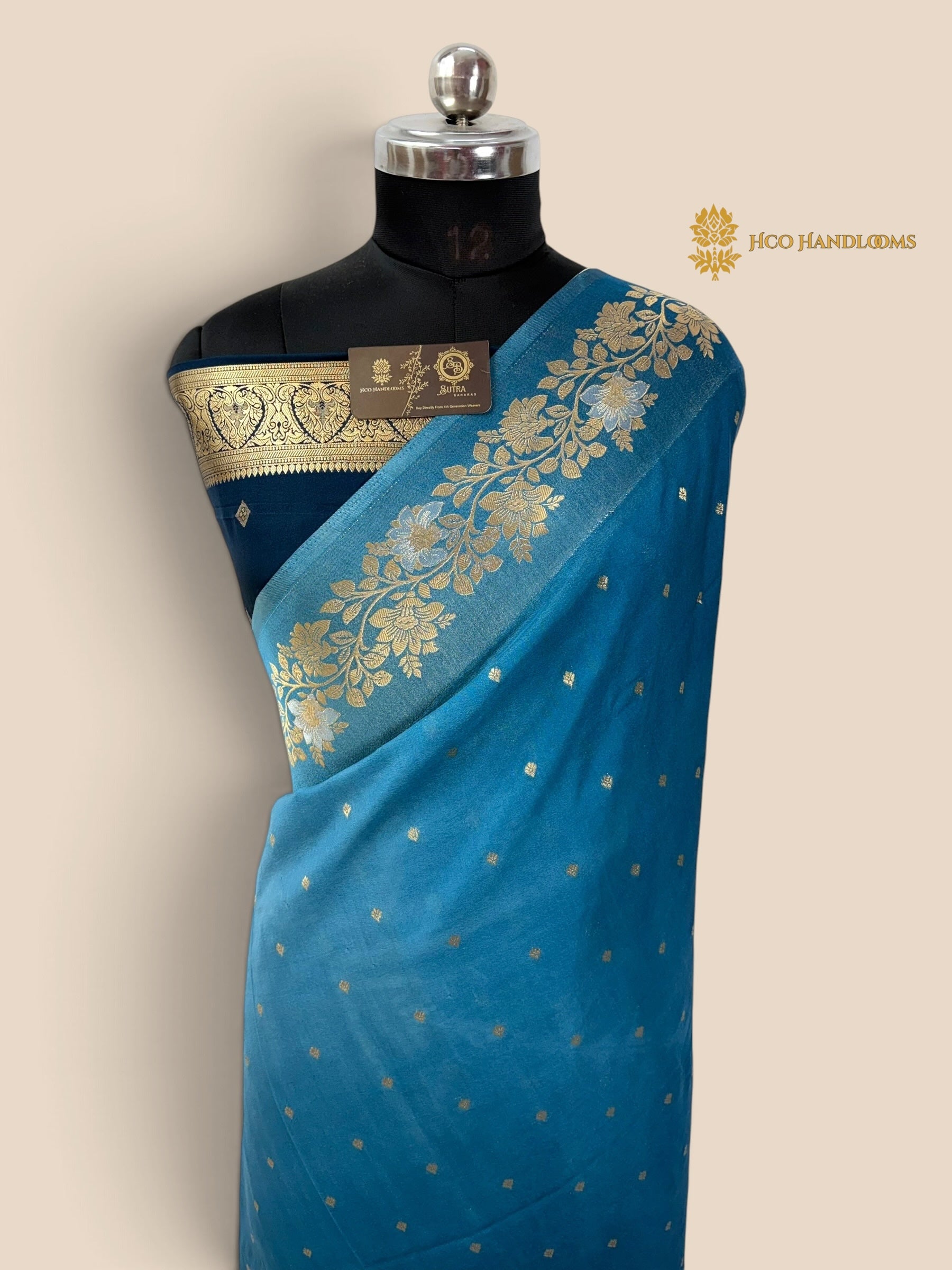 Blue Gradient Premium Soft Silk Banarasi Saree - All Over Motifs