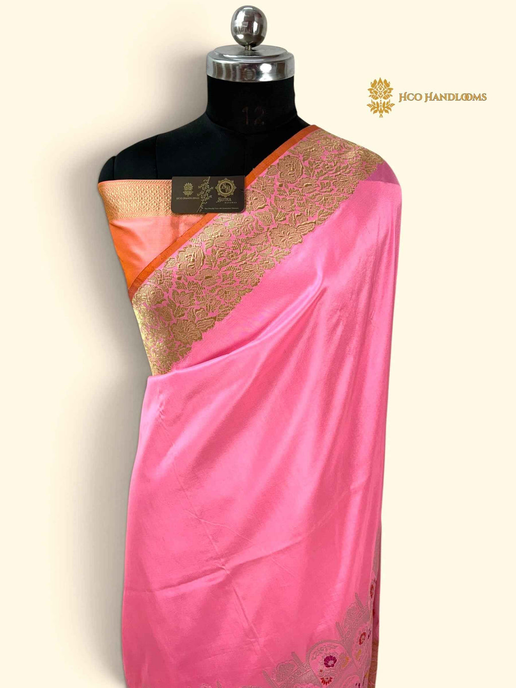 Regal Pink Pure Katan Silk Handloom Banarasi Saree - All Over Meenakari Skirt Border