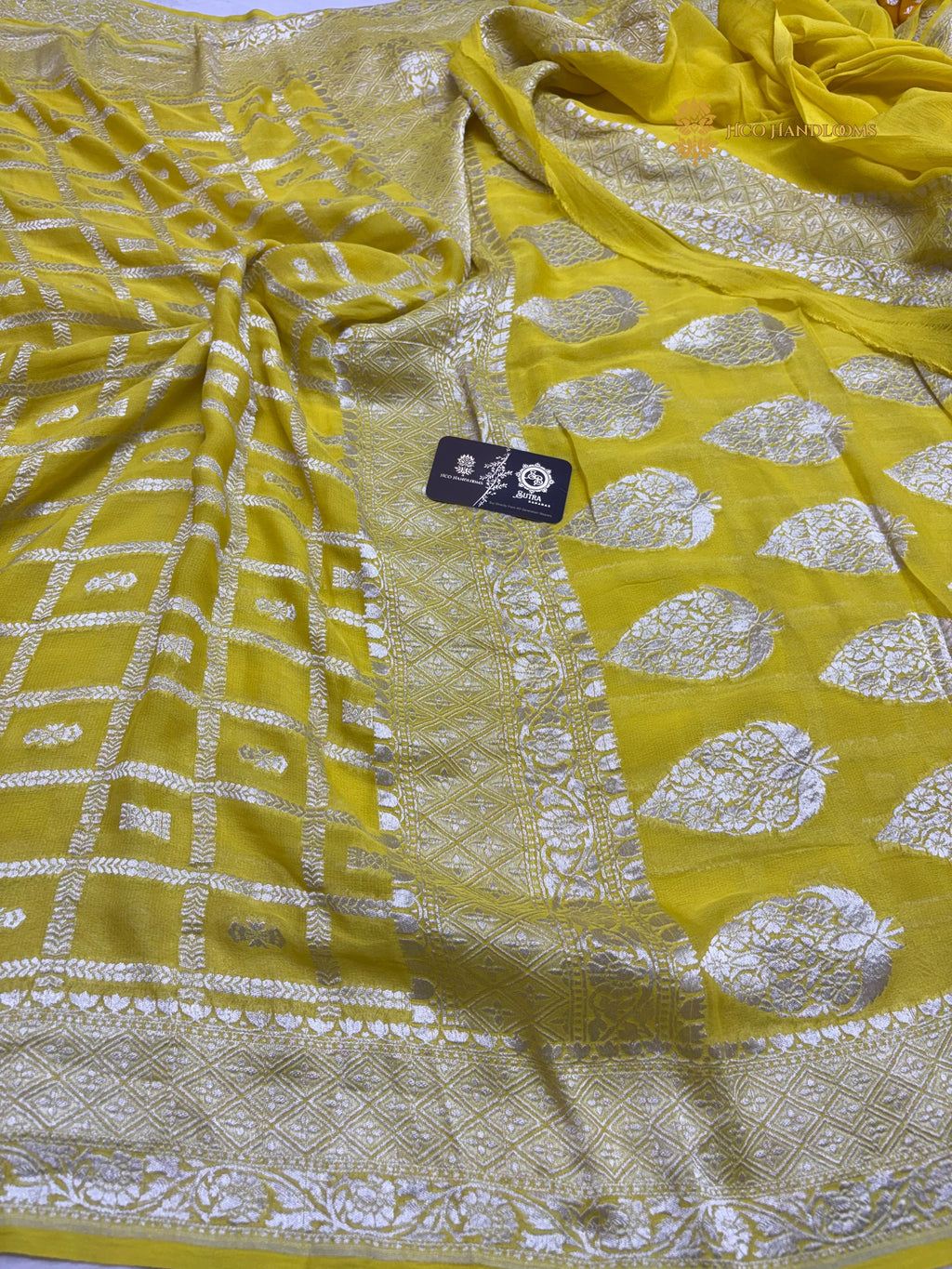 Pure Khaddi Georgette Silk Handloom Banarasi Saree - All Over Jaal