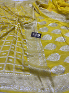 Pure Khaddi Georgette Silk Handloom Banarasi Saree - All Over Jaal