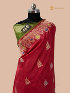 Regal Red Pure Katan Silk Handloom Banarasi Saree - All Over Kadhua Meenakari Motifs