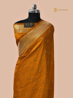 Regal Mustard Yellow Premium Mashru Katan Silk Banarasi Saree - All Over Tanchui With Motifs