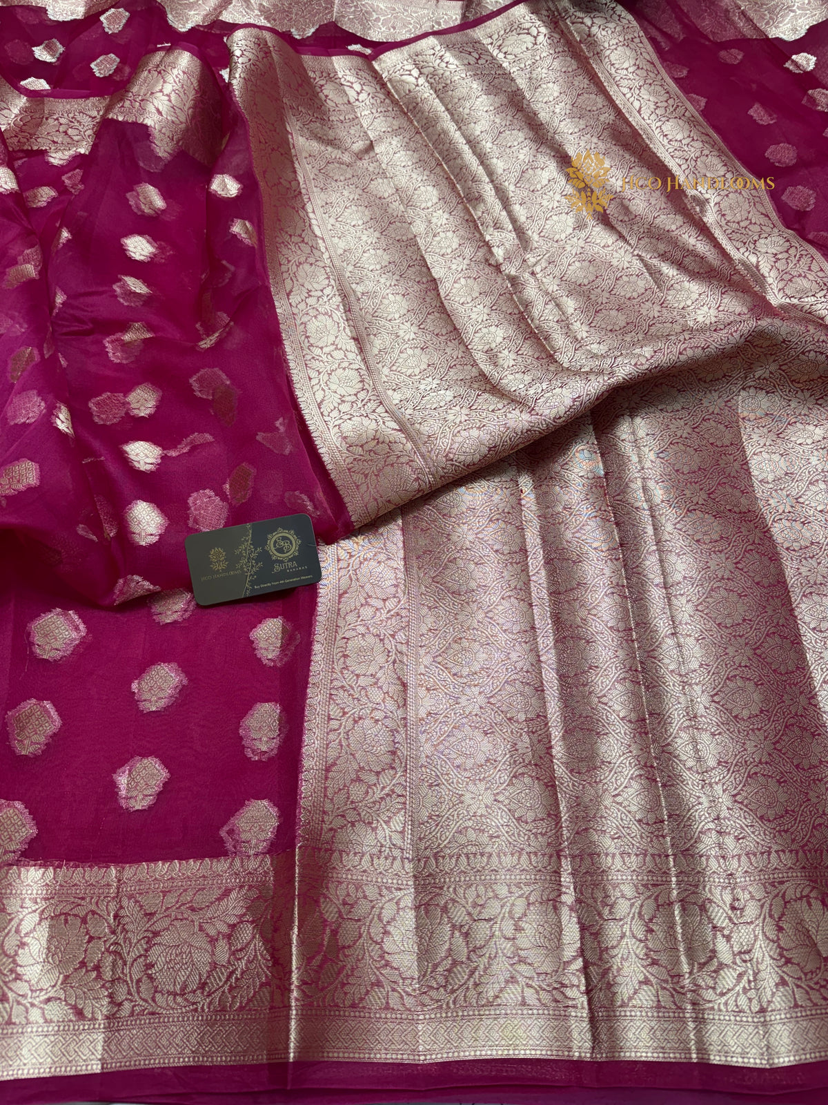 Pure Kora Silk Handloom Banarasi Saree - All Over Motifs