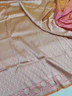 Dual-Shade Gold & Rani Pure Katan Silk Handloom Banarasi Saree - Paisley Tanchui Brocade