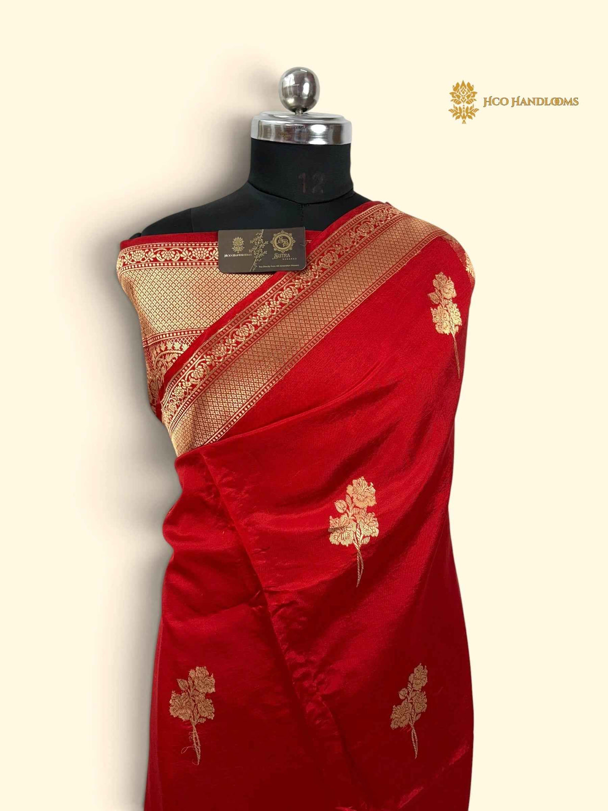 Red Pure Mango Katan Silk Handloom Banarasi Saree - All Over Motif