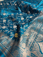 Premium Mashru Katan Silk Banarasi Saree With Floral Jangla