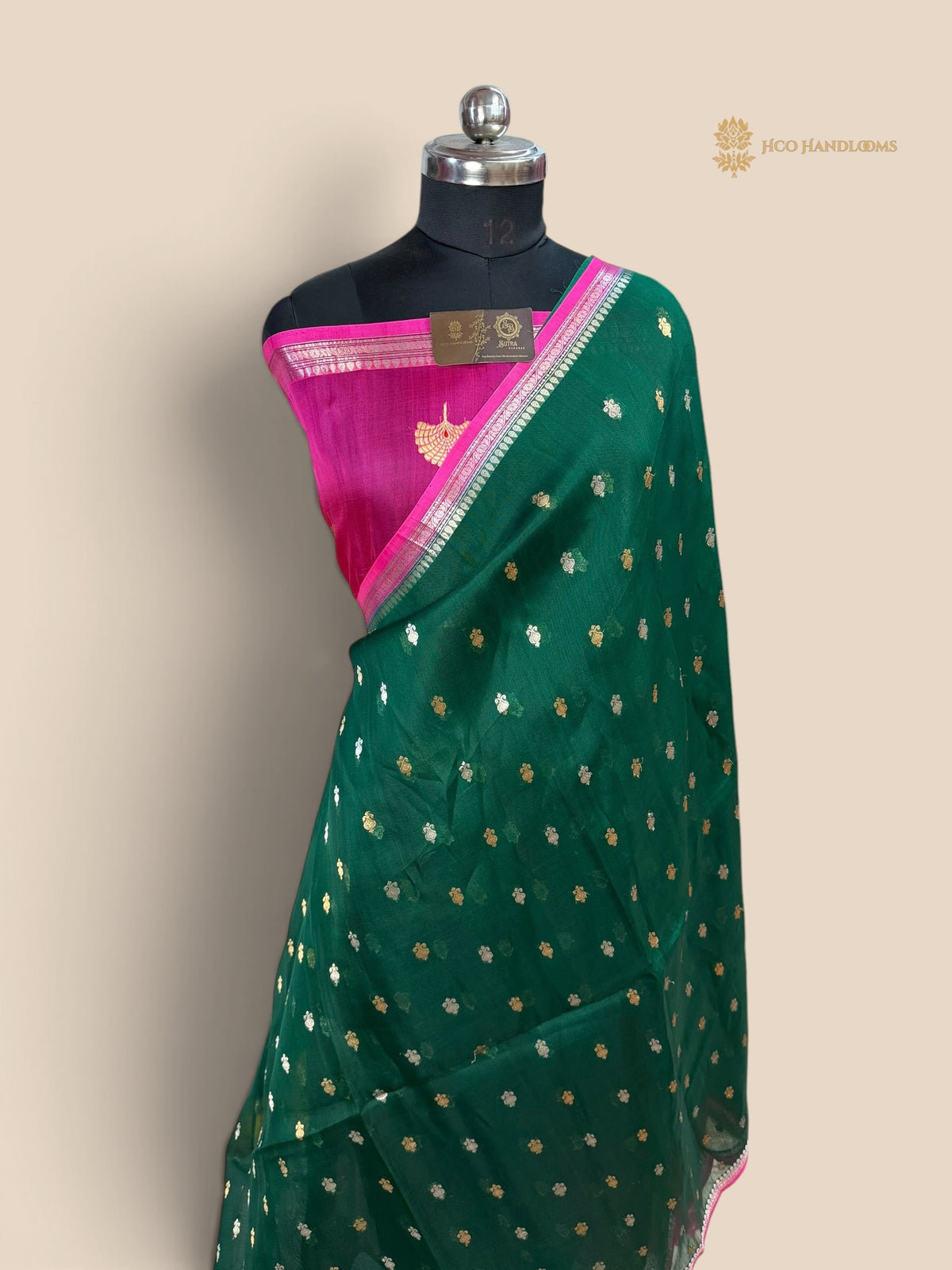 Pure Kora Silk Handloom Banarasi Saree - All Over Kadhua Motifs