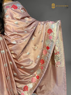 Premium Mashru Katan Silk Banarasi Saree - All Over Floral Motifs With Meenakari Border