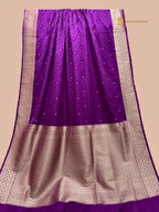 Regal Purple Premium Mashru Katan Silk Banarasi Saree - All Over Tanchui With Motifs