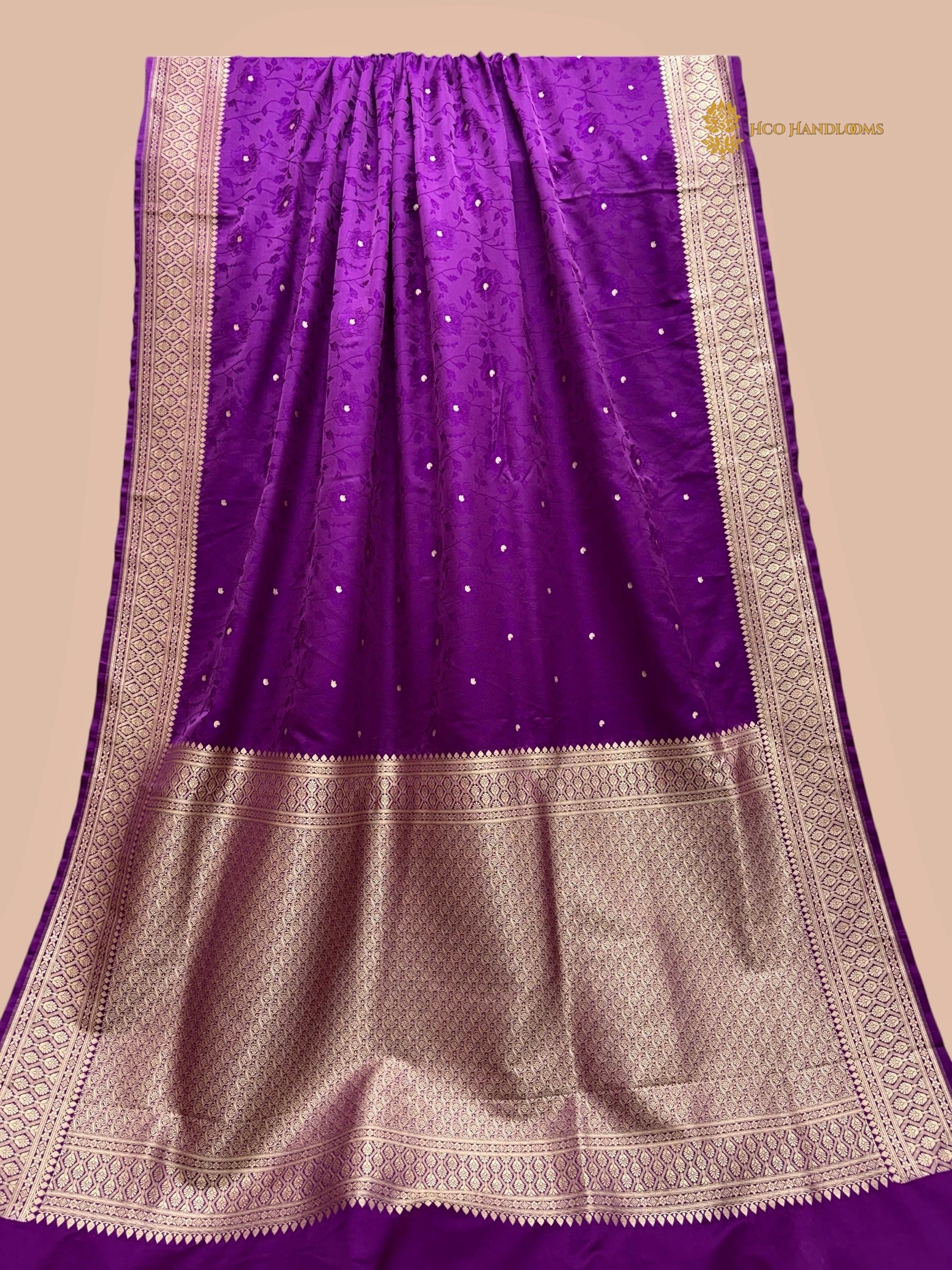 Regal Purple Premium Mashru Katan Silk Banarasi Saree - All Over Tanchui With Motifs