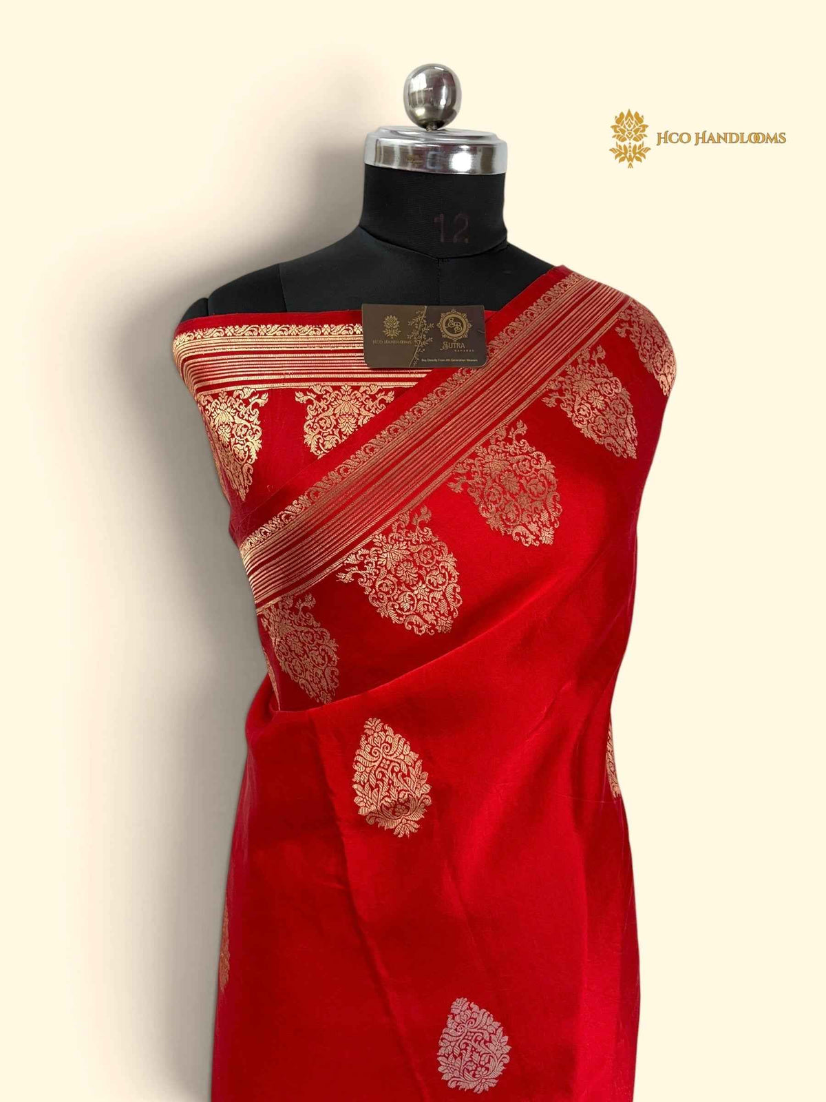 Red Pure Mango Katan Silk Handloom Banarasi Saree - All Over Motifs