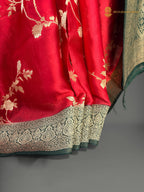 Premium Mashru Crepe Silk Banarasi Saree - All Over Jangla