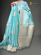 Premium Mashru Crepe Silk Banarasi Saree - All Over Floral Boota