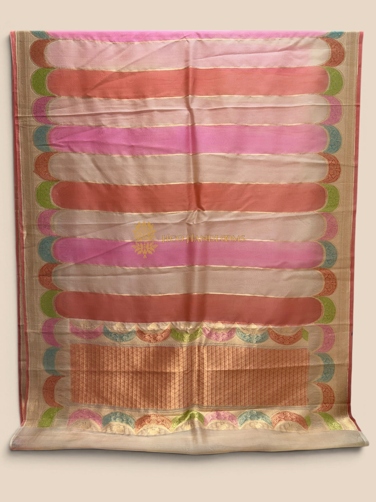 Ivory Rangkat Pure Kora Silk Handloom Banarasi Saree