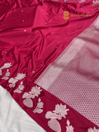 Cherry Red Premium Mashru Katan Silk Banarasi Saree - All Over Small Motifs