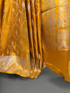 Premium Mashru Katan Silk Banarasi Saree - All Over Jaal Pattern