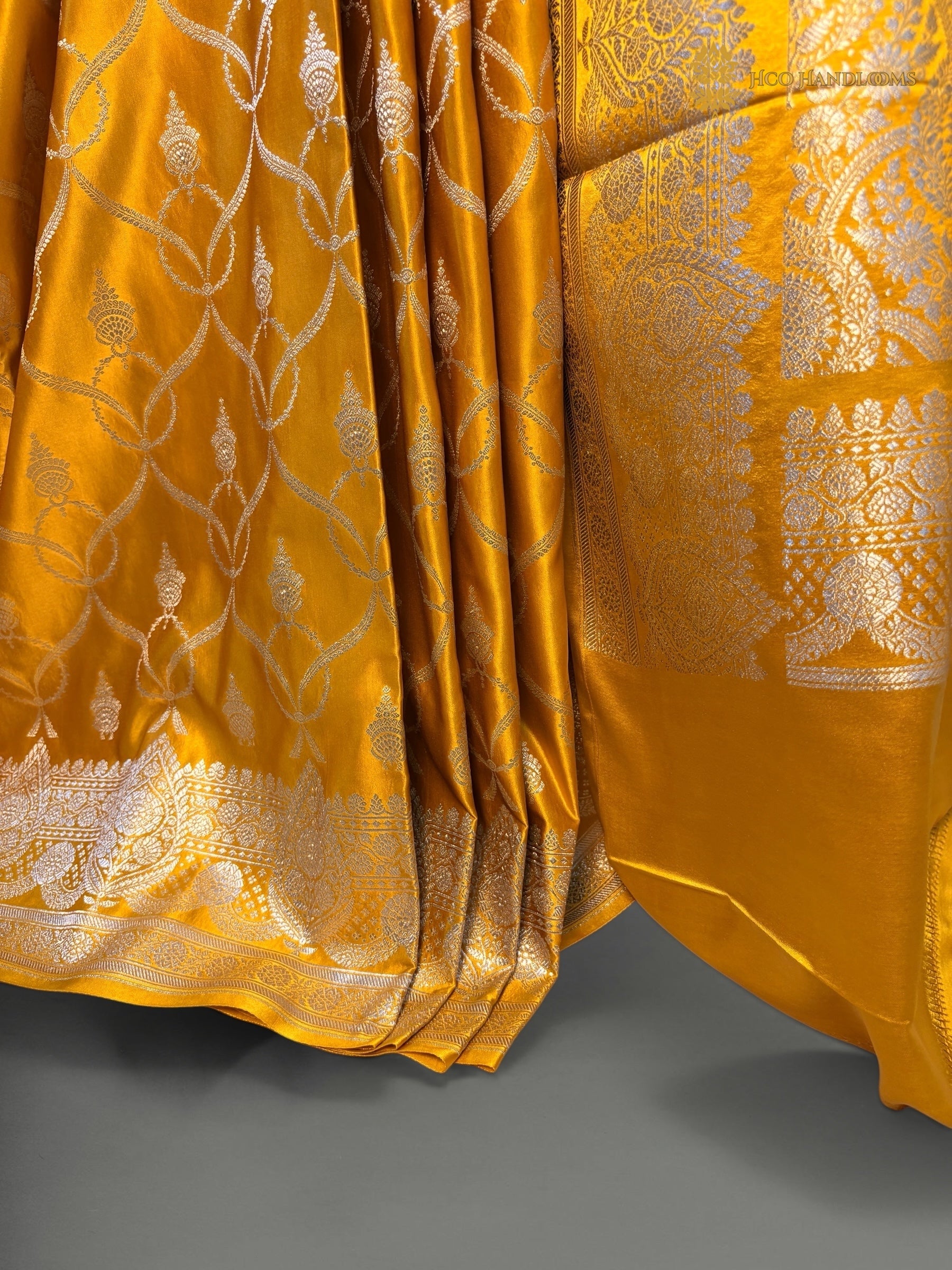 Premium Mashru Katan Silk Banarasi Saree - All Over Jaal Pattern