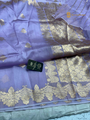 Pure Kora Silk Handloom Banarasi Saree - All Over Kadhua Motifs