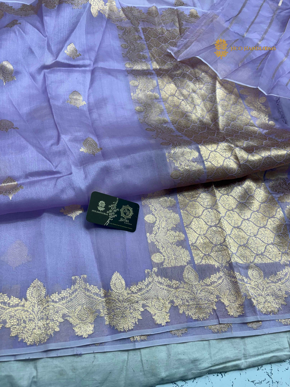 Pure Kora Silk Handloom Banarasi Saree - All Over Kadhua Motifs