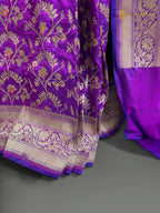 Regal Pure Katan Silk Handloom Banarasi Saree - All Over Jaal Work With Meenakari