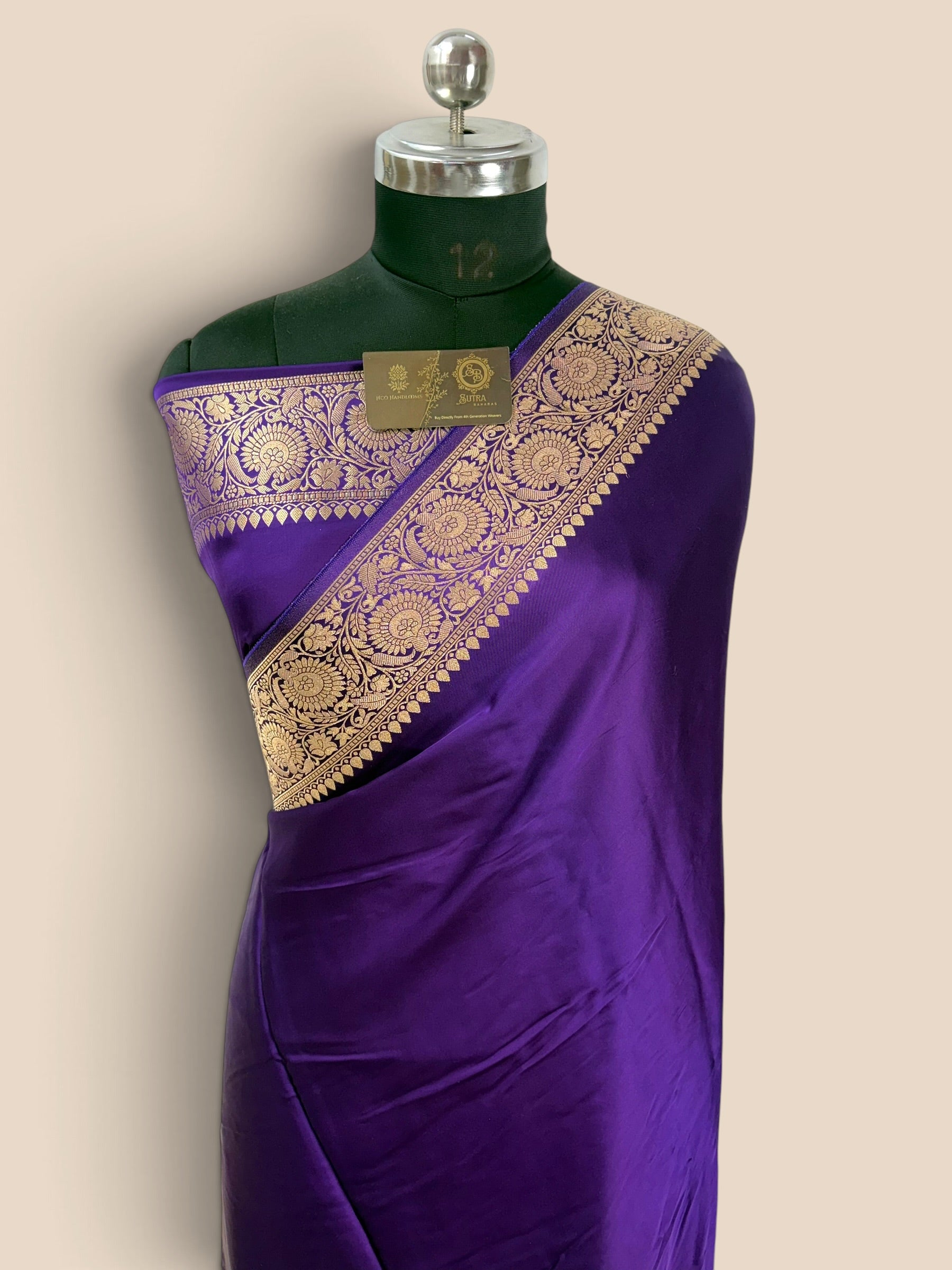 Premium Mashru Crepe Silk Banarasi Saree - All Over Plain Body