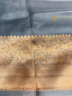Regal Light Blue Pure Kora Silk Handloom Banrasi Saree - All Over Kadhua Motifs