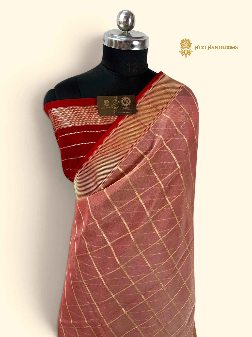 Pure Kora Silk Handloom Banarasi Saree - All Over Square With Meenakari Skirt Border