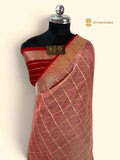 Pure Kora Silk Handloom Banarasi Saree - All Over Square With Meenakari Skirt Border