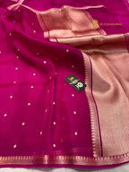 Pink Pure Kora Silk Handloom Banarasi Saree - All Over Small Buti