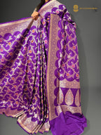 Regal Pure Katan Silk Handloom Jangla Meenakari Banarasi Saree